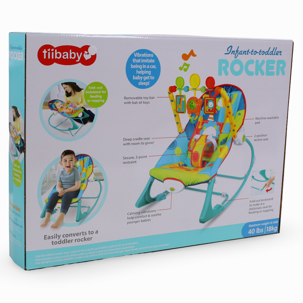 Tiibaby Infant-to-Toddler Rocker - Aqua with a Giraffe Print
