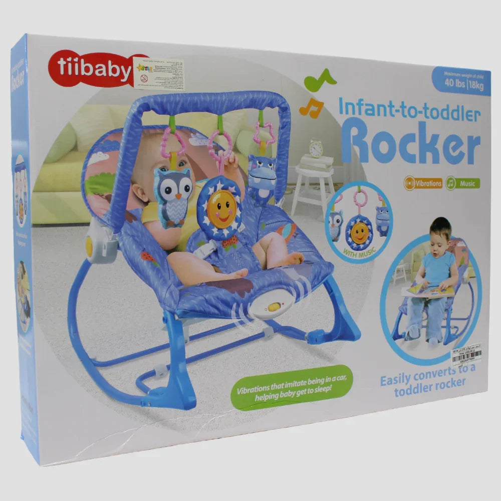 TIiBaby Baby Rocking Chair with Play Mat – Babyblue - Baby Essentials