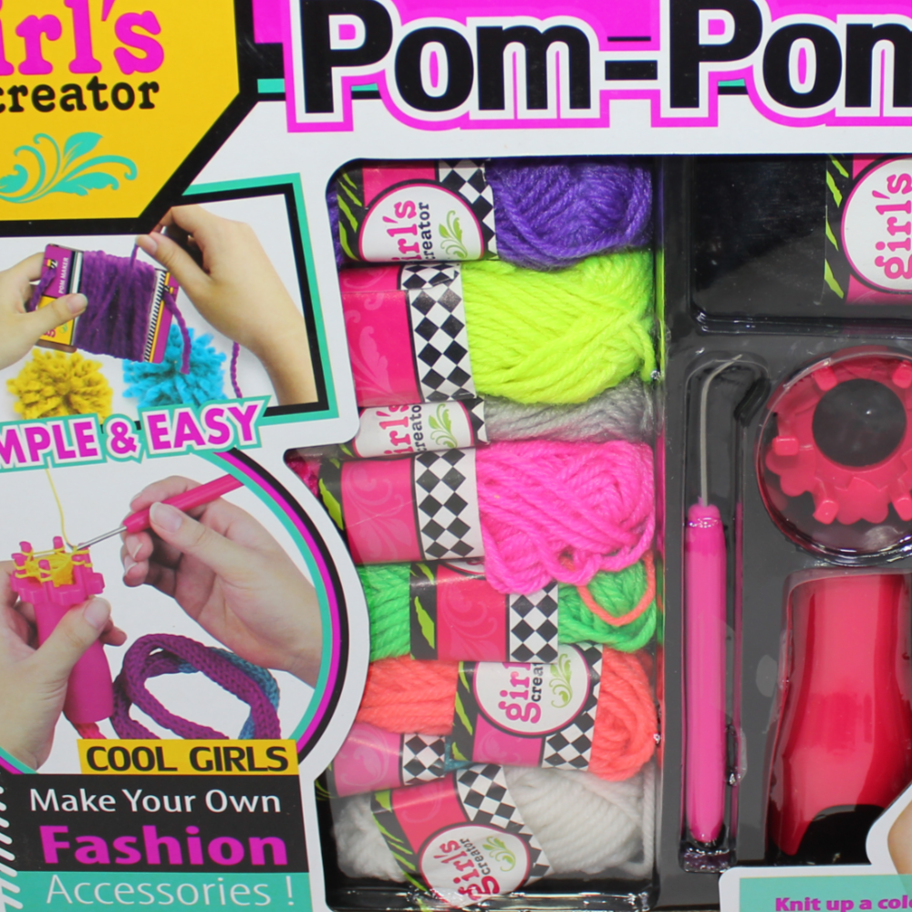 Pom Pom Scarf Knitting Set – DIY Knitting Kit for Kids