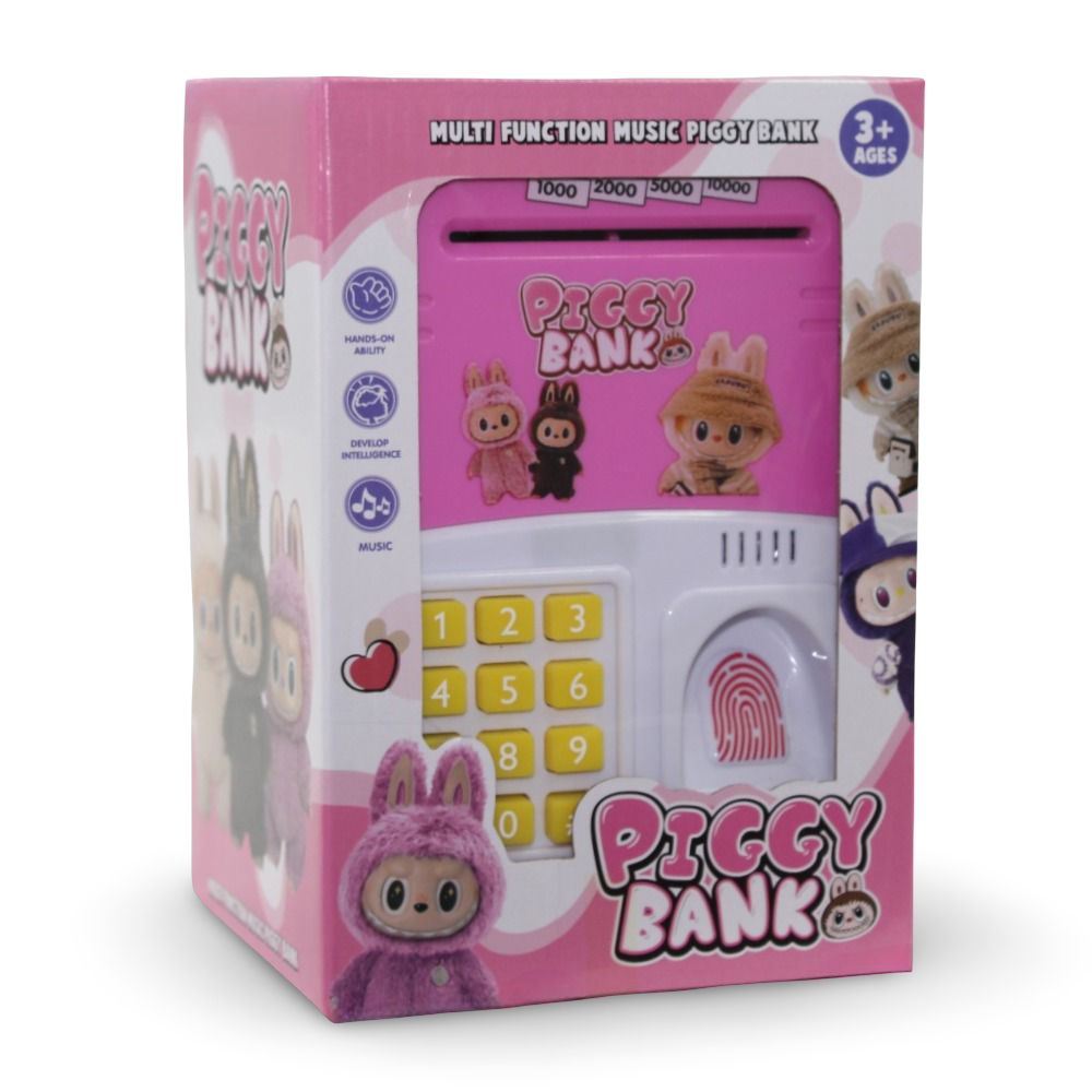 Multifunction Music Money Safe – Pink Labubu Design