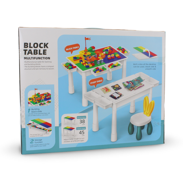 Children's Building Block and Study Table Set with Chair
