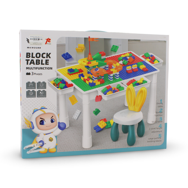 Children's Building Block and Study Table Set with Chair