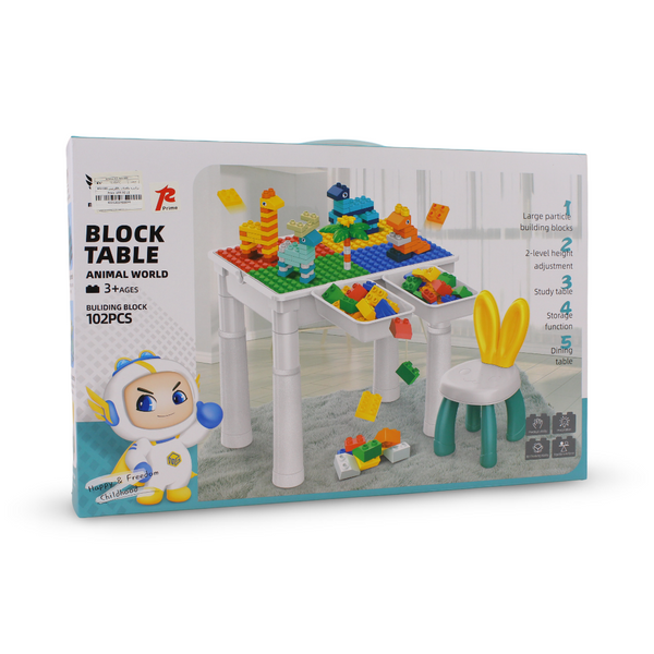 Children's Building Block Table and Chair Set – 102Pcs