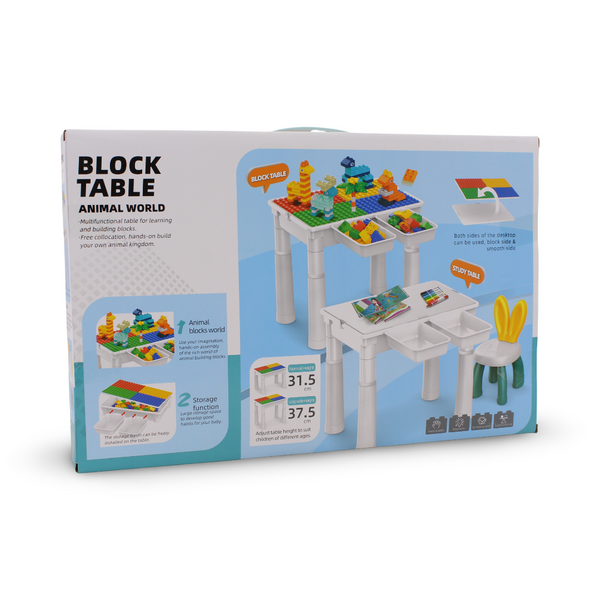 Children's Building Block Table and Chair Set – 102Pcs