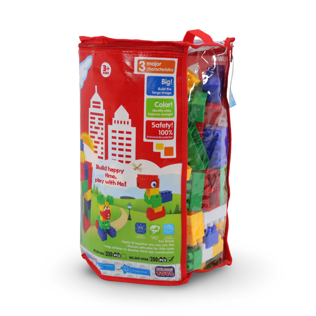 Building Blocks Set with Storage Bag – 200 Pieces Multicolor