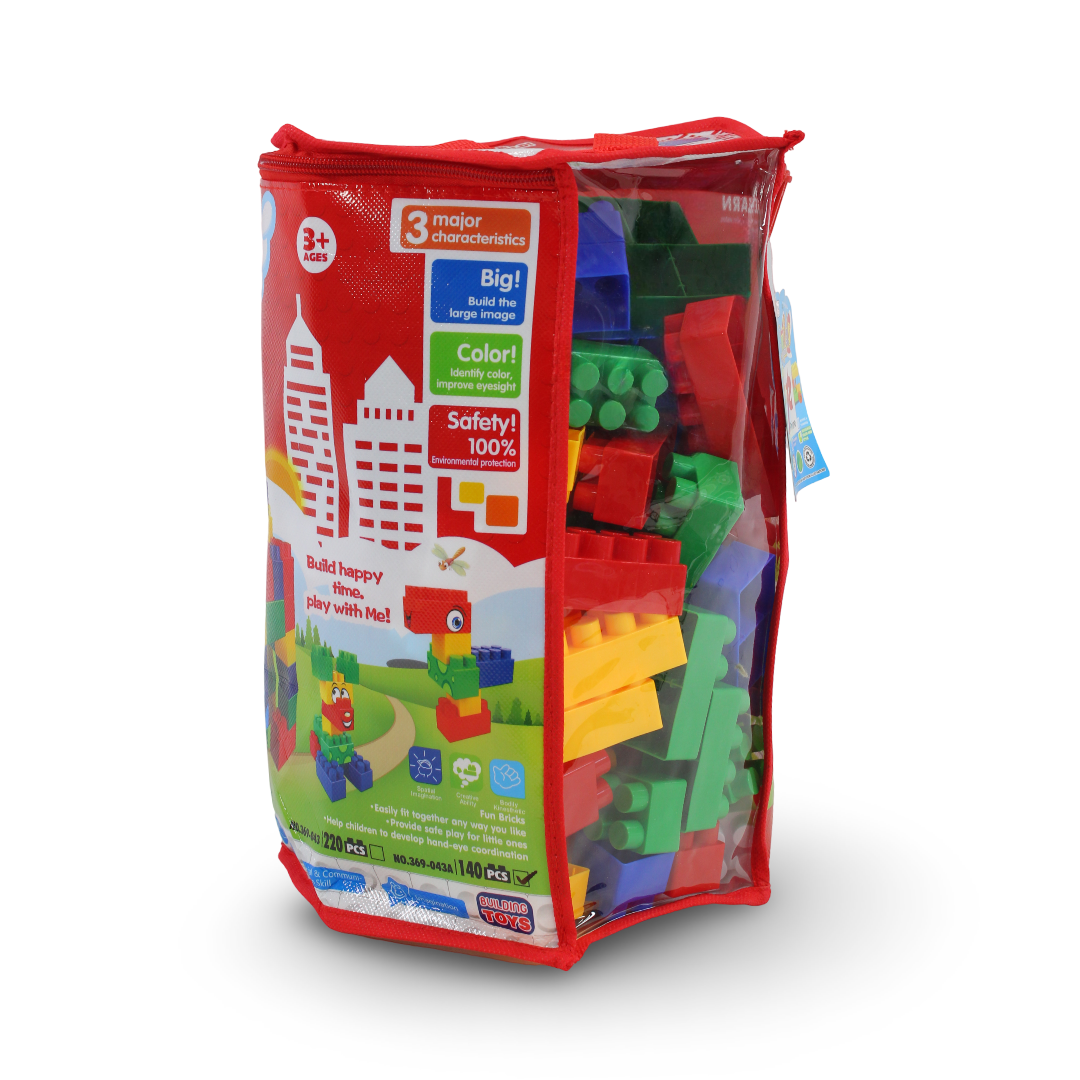 Building Blocks Set with Storage Bag – 140 Pieces Multicolor