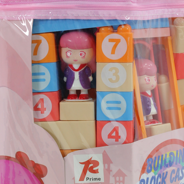 Building Block Castle Set with Storage Bag – 95 Pieces Pink & Multicolor