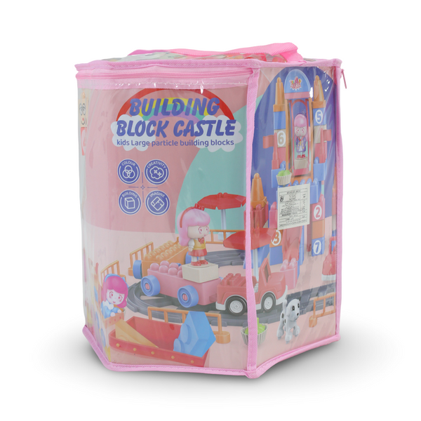 Building Block Castle Set with Storage Bag – 95 Pieces Pink & Multicolor