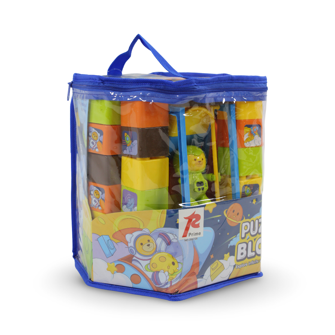 Space Building Blocks Set with Storage Bag – 47 Pieces Multicolor