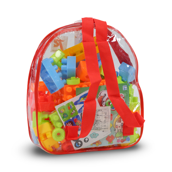 Building Blocks Set with Backpack Storage Bag – 59 Pieces Multicolor