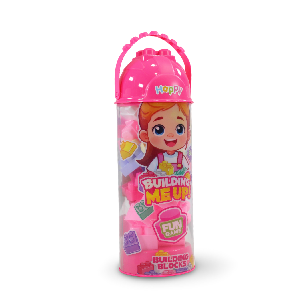 Building Blocks Set with Carrying Container – 70 Pieces Pink & Multicolor
