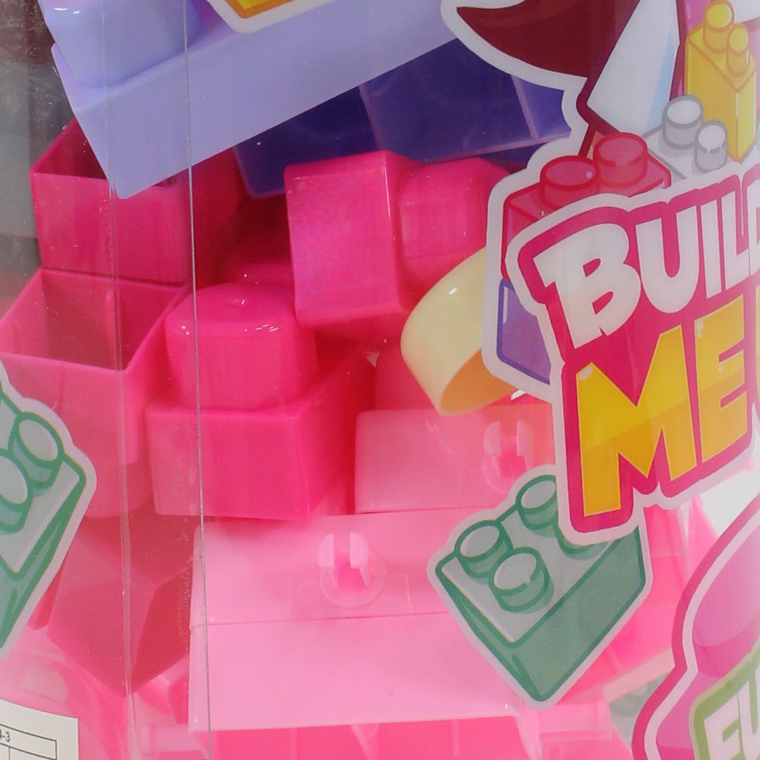 Building Blocks Set with Carrying Container – 70 Pieces Pink & Multicolor