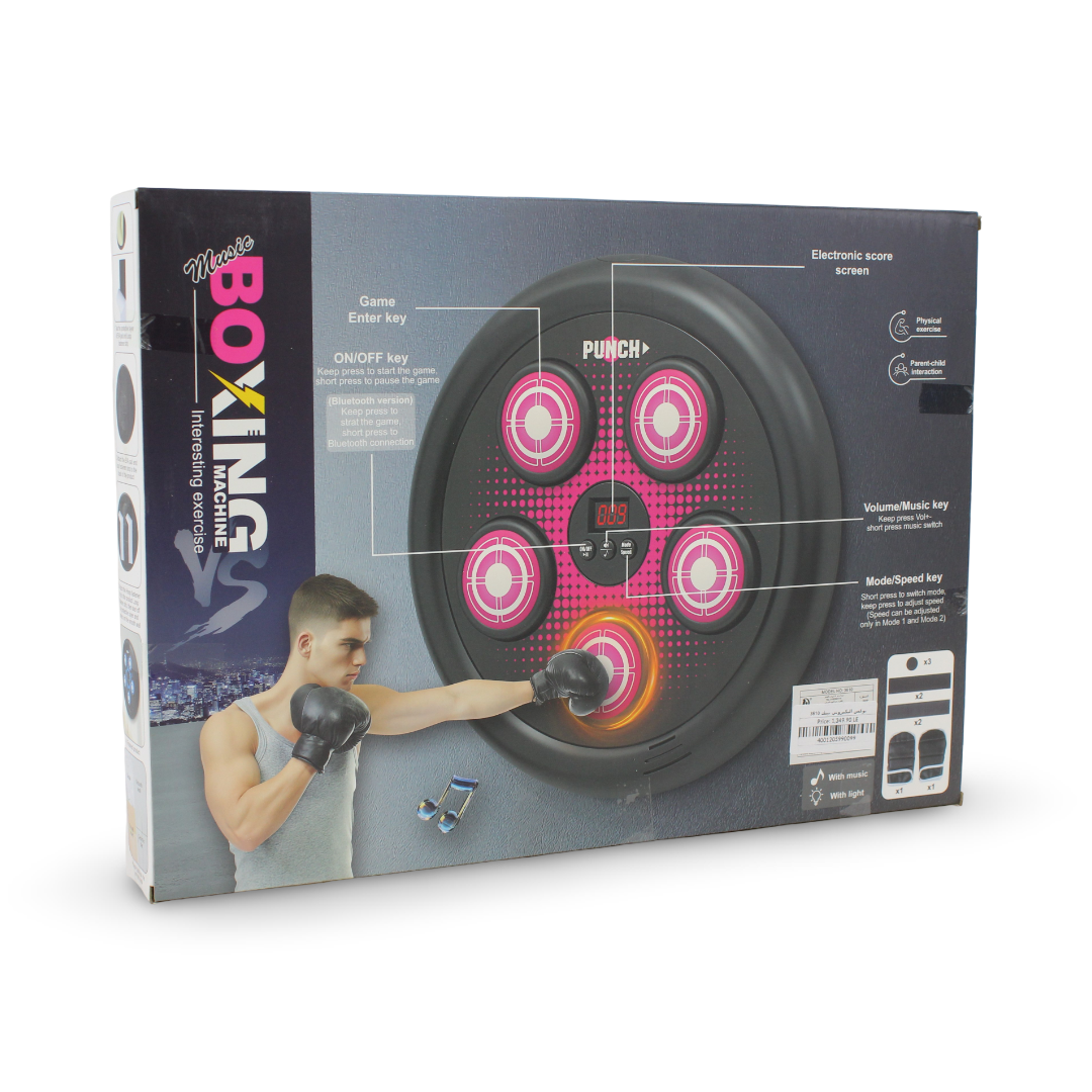 Electronic Music Boxing Machine with Score Display & Gloves – Pink & Black