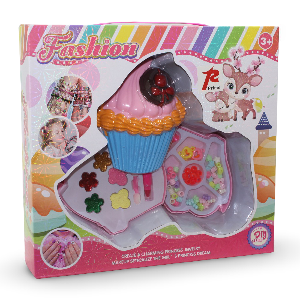Girls Makeup & Beads Play Set – Cup Cake Shape - Toys - Prime