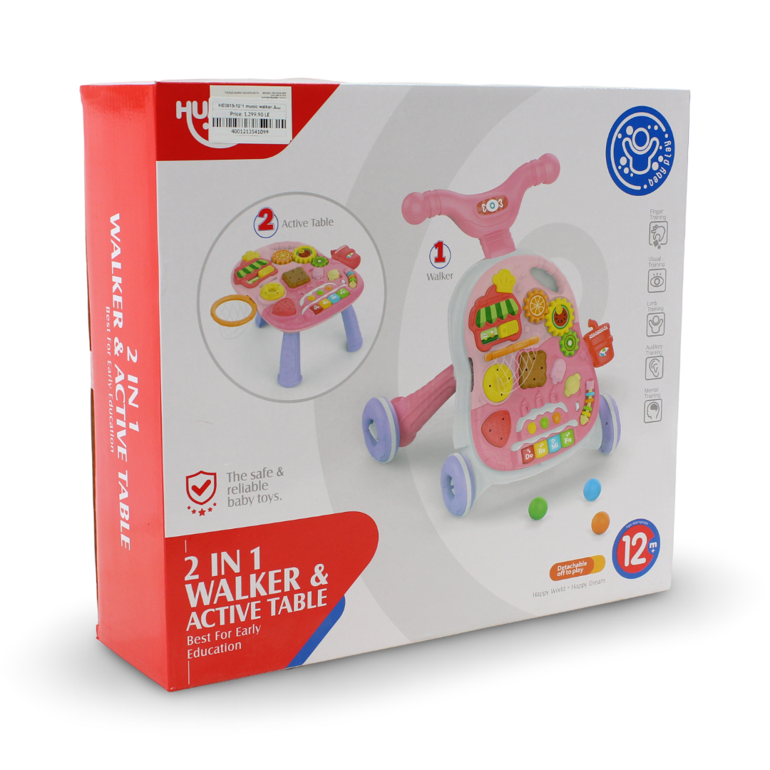 Huanger 2-in-1 Baby Walker and Activity Table – Pink
