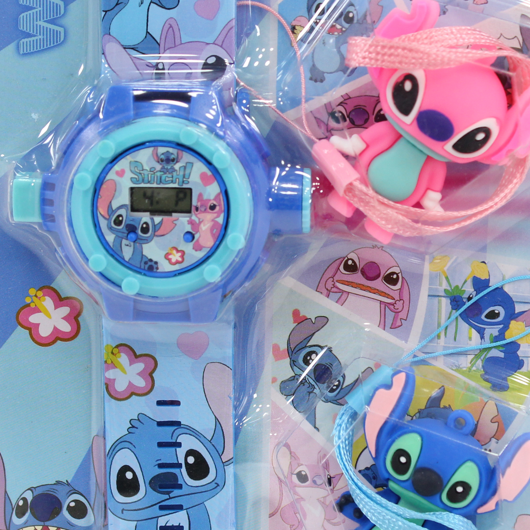Stitch Digital Projector Watch + 2 Keychains