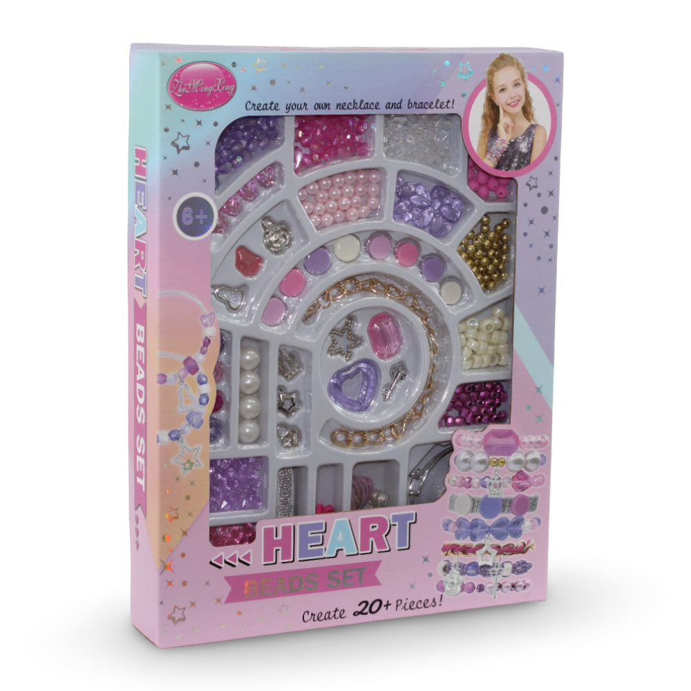 Heart Beads Jewelry Making Set – Creative Necklace & Bracelet Kit
