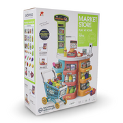 Supermarket Playset with Shopping Cart – 76 Pieces Pretend Play Set