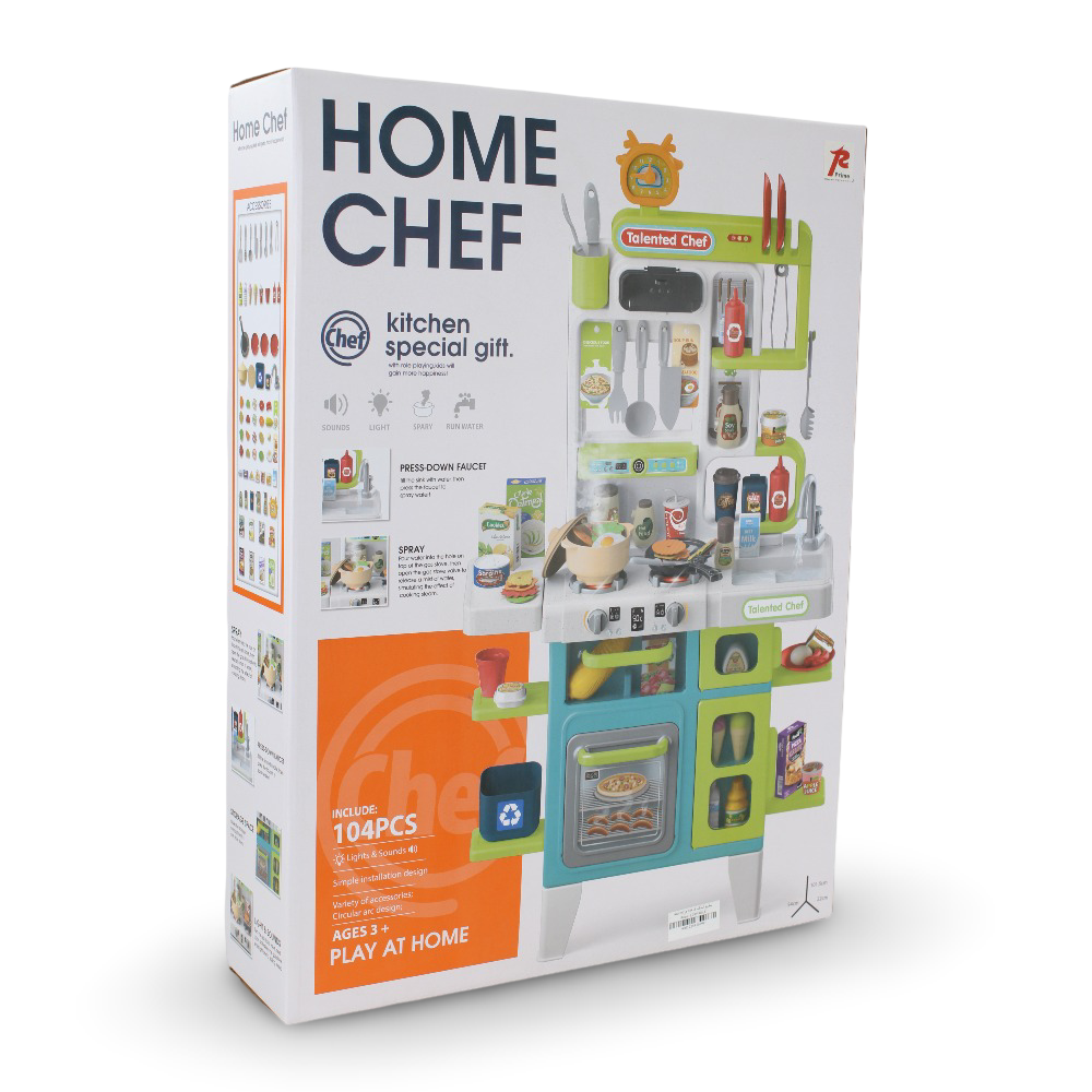 Kitchen Playset with Lights & Sounds – 104 Pieces Pretend Play Set