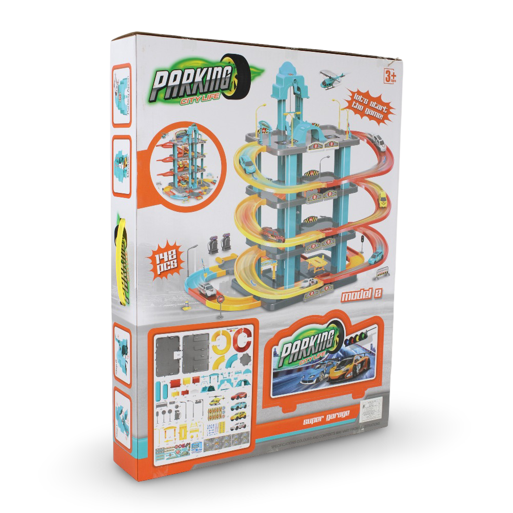 Jumbo Parking Garage Playset with Cars – 148 Pieces