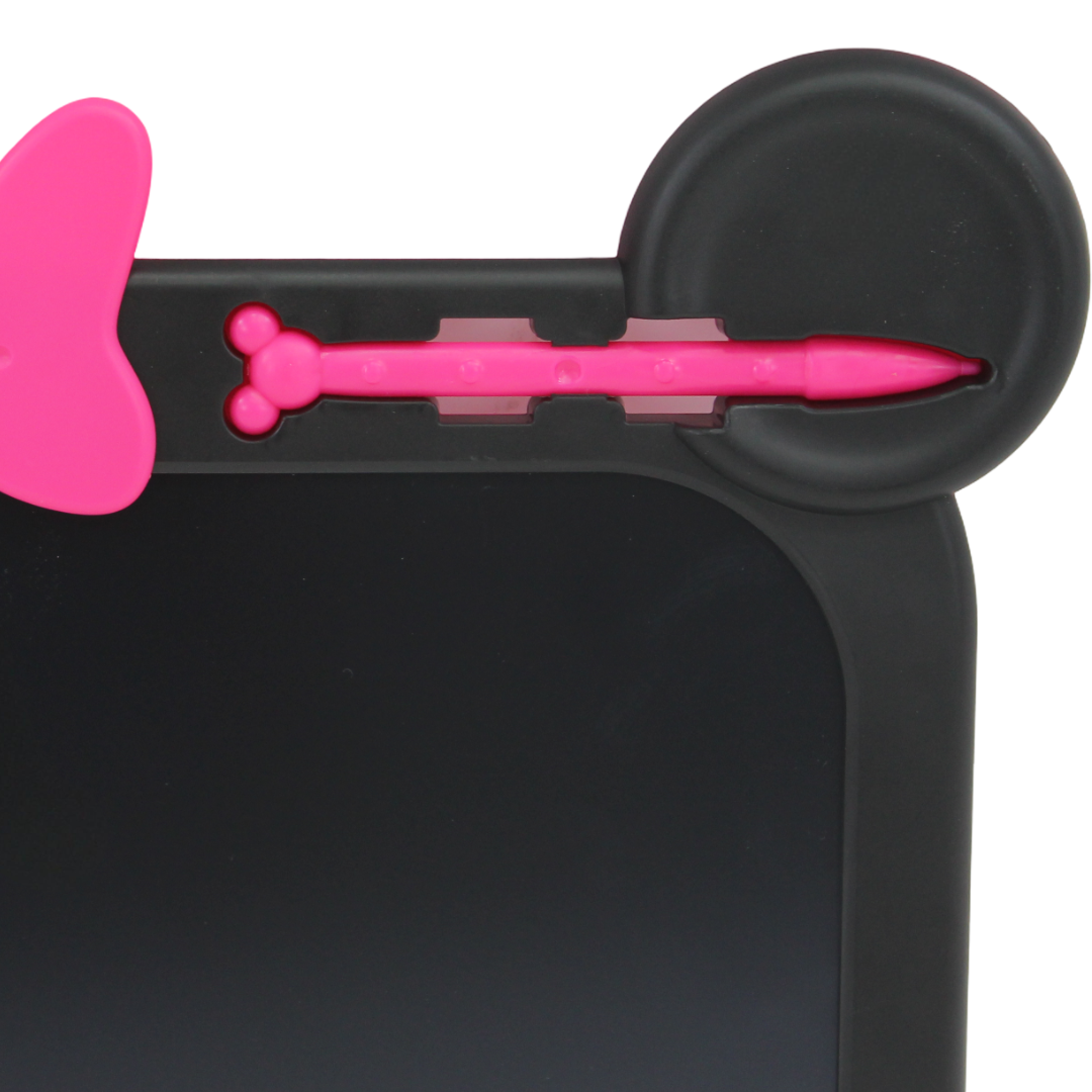 LCD Writing Tablet with Stylus – Black & Pink Bow Design