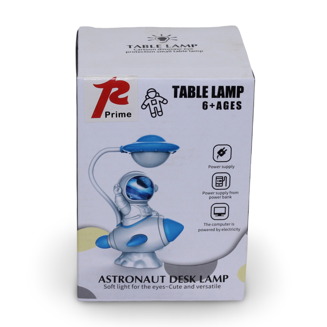 Prime Rechargeable Table Lamp – Red with Astronaut Rocket Design