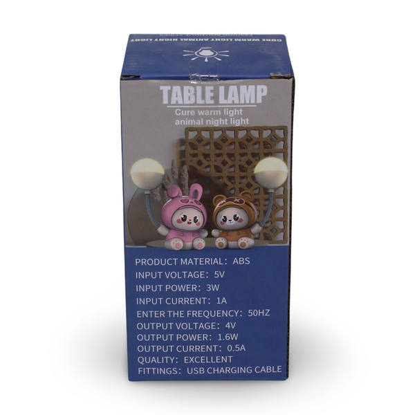 Prime Rechargeable Table Lamp – Beige with Cartoon Frog Design