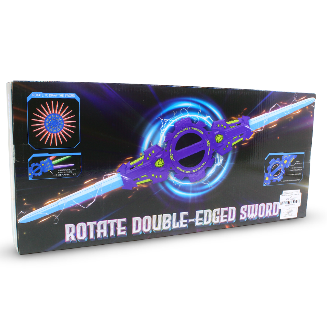 Double-Edged Light-Up Sword with Rotating Handle – Black – Model HX-606