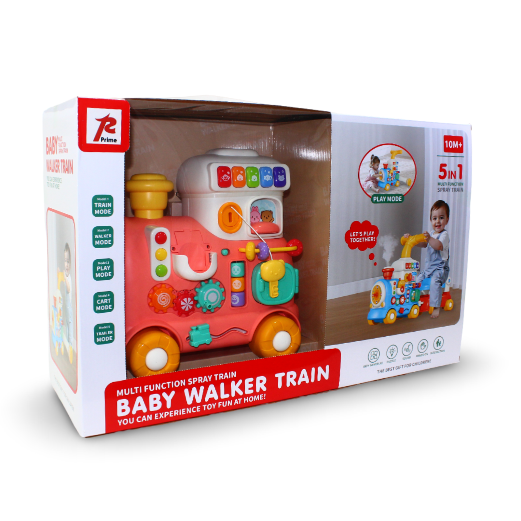 5-in-1 Baby Walker Train Activity Toy – Orange – Model 668-63