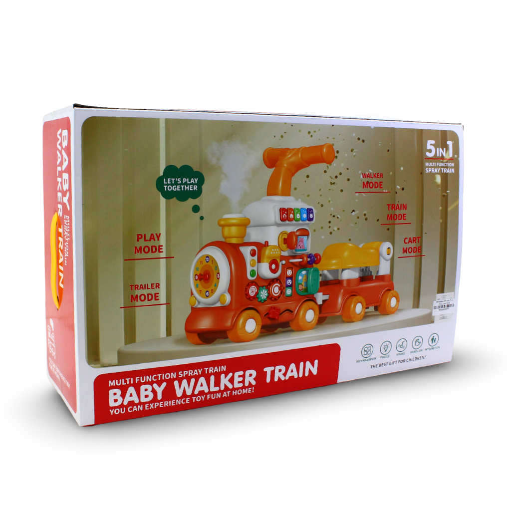 5-in-1 Baby Walker Train Activity Toy – Orange – Model 668-63