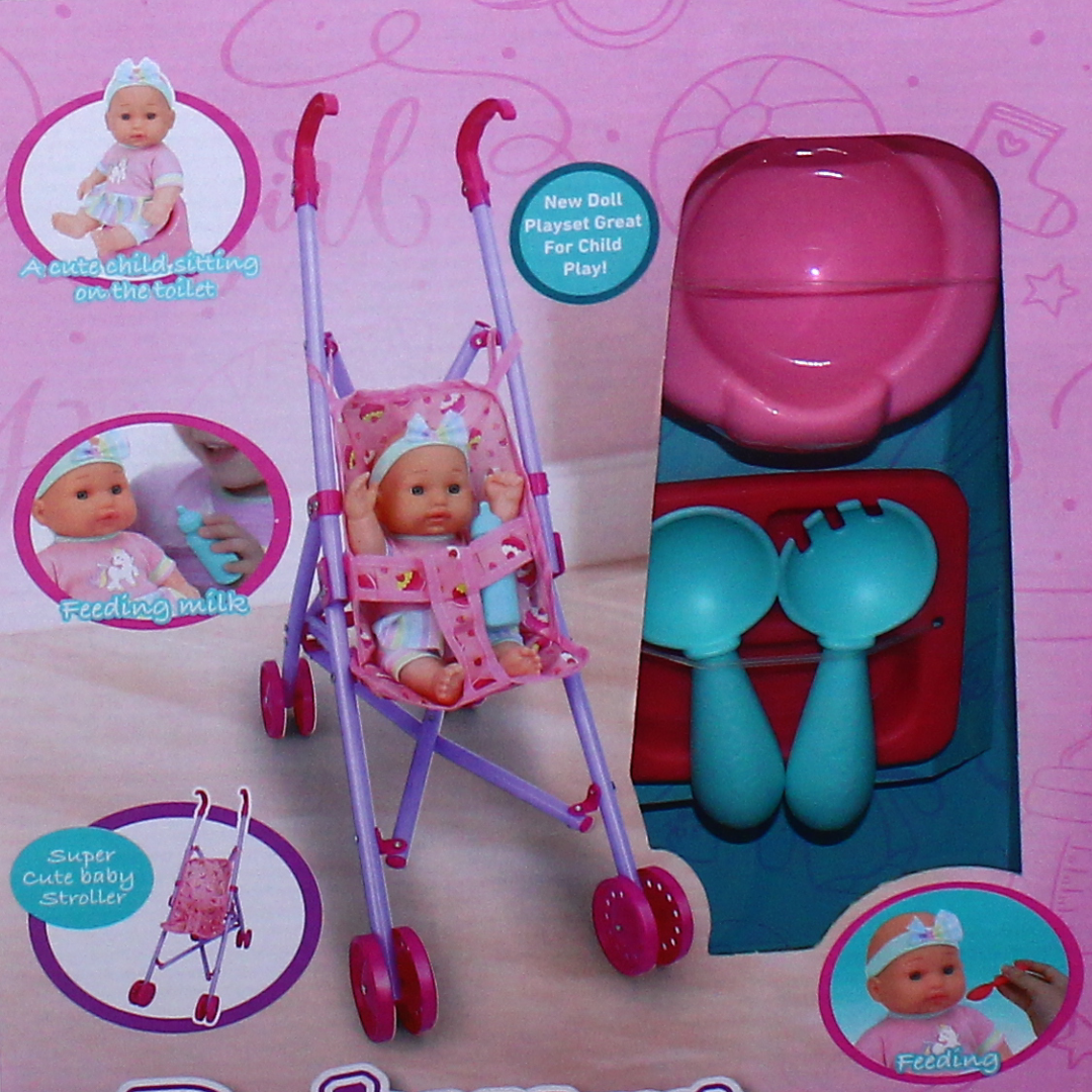 Baby Doll with Folding Stroller & Accessories – Model 3311-1