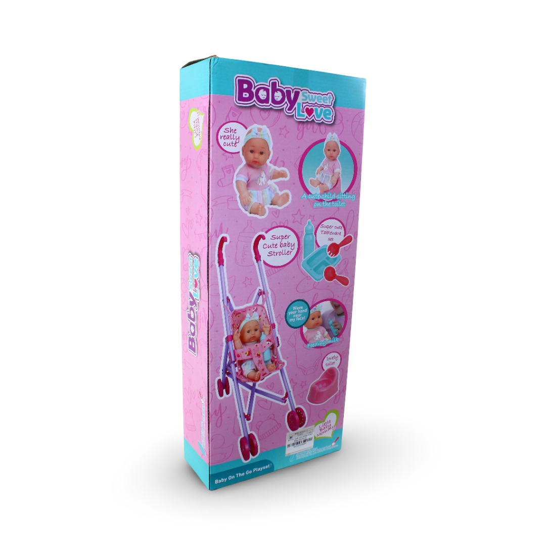 Baby Doll with Folding Stroller & Accessories – Model 3311-1