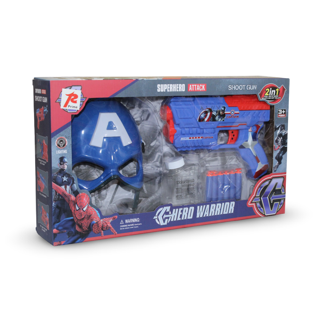 Captain America 2-in-1 Superhero Gun Set with Mask