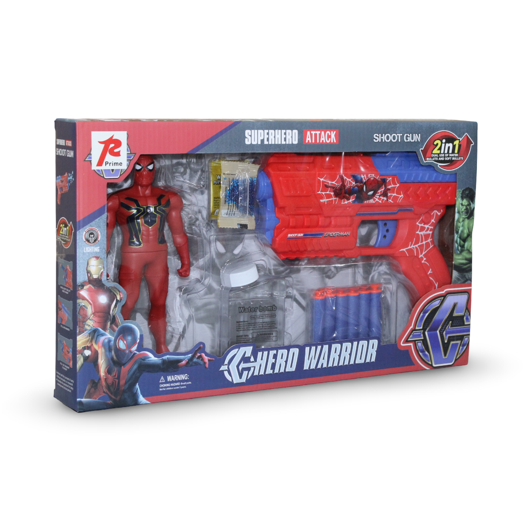Spider-Man 2-in-1 Water Bullet Gun and Action Figure Toy Set