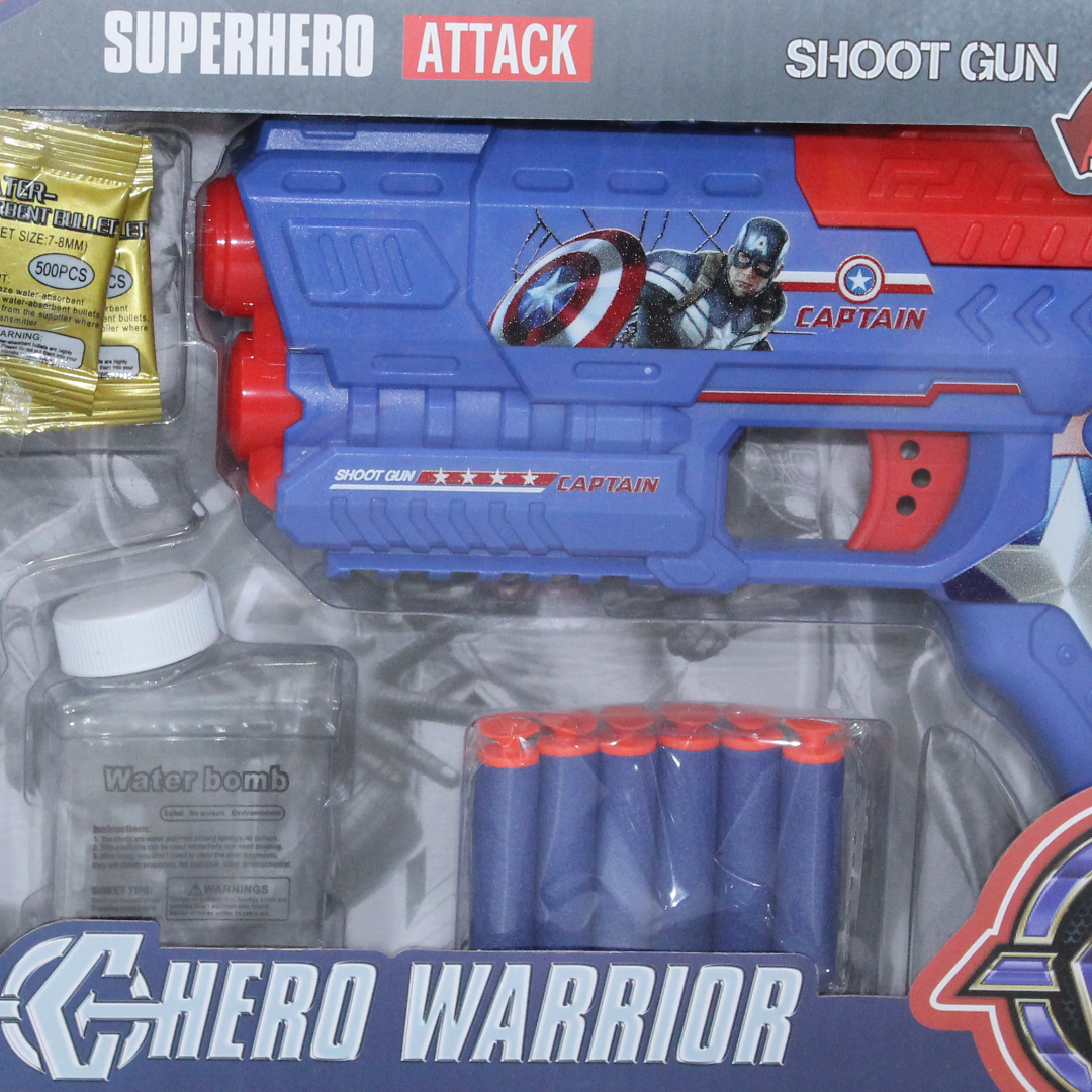 Captain America 2-in-1 Water Bullet Gun and Action Figure Toy Set