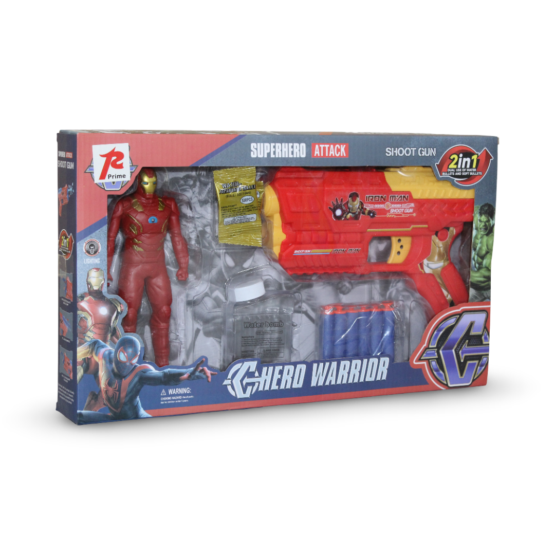 Iron Man 2-in-1 Water Bullet Gun and Action Figure Toy Set - Toys - Prime