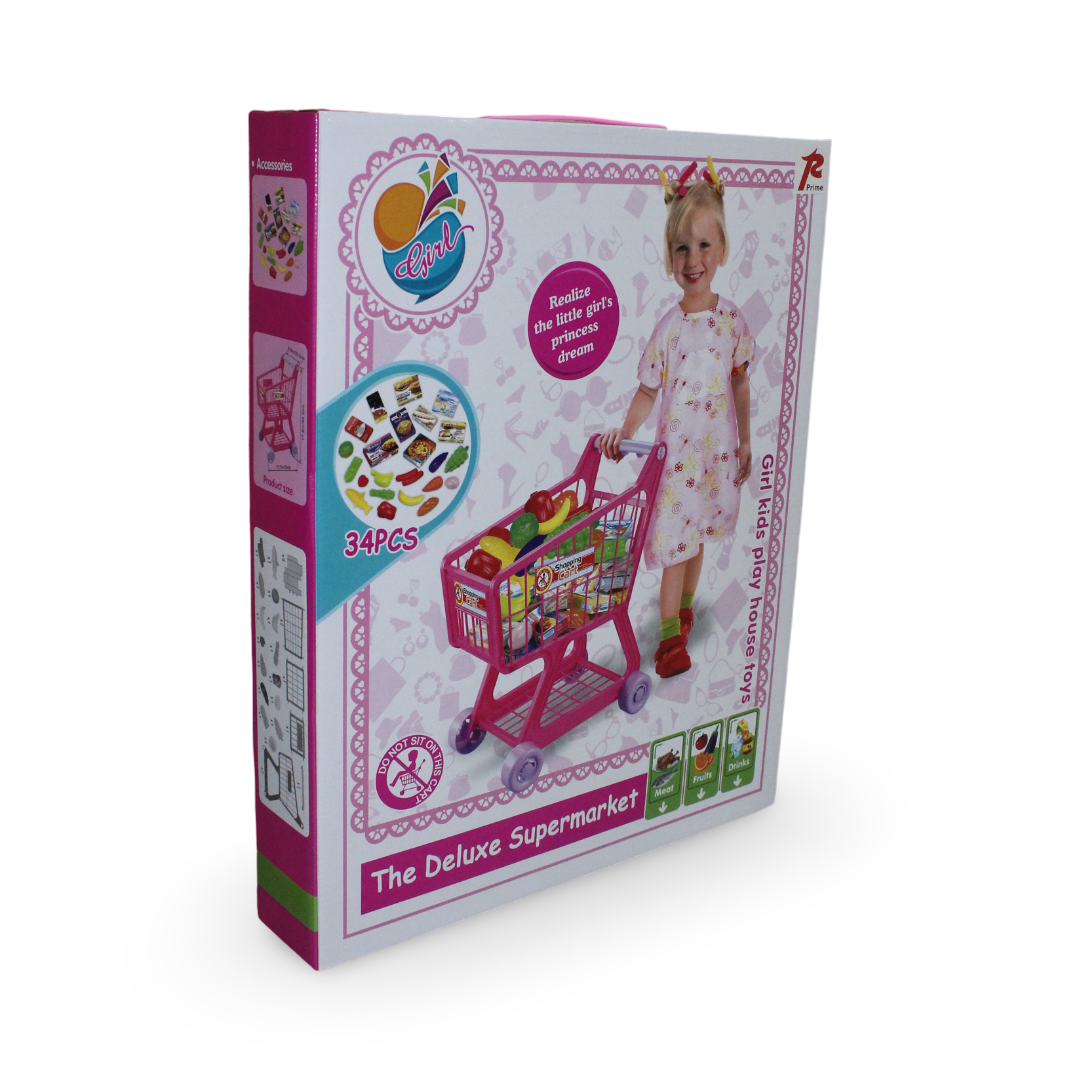 The Deluxe Supermarket Shopping Cart Playset