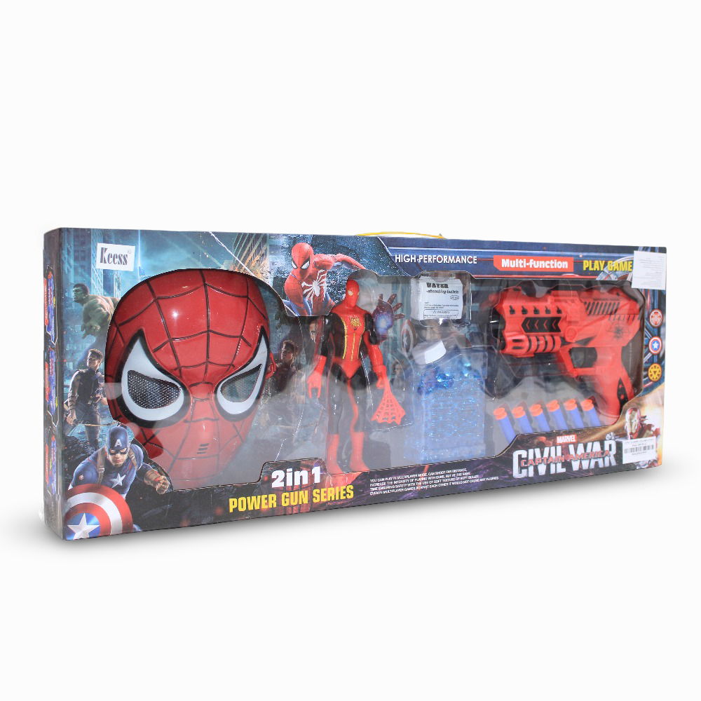 Marvel Civil War Spider-Man 2 in 1 Power Gun Series with Mask