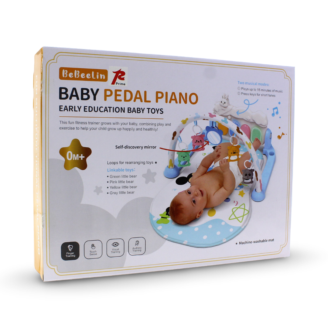 BeBeelin Baby Pedal Piano Early Education Activity Gym and Play Mat – Baby Blue Stitch Print