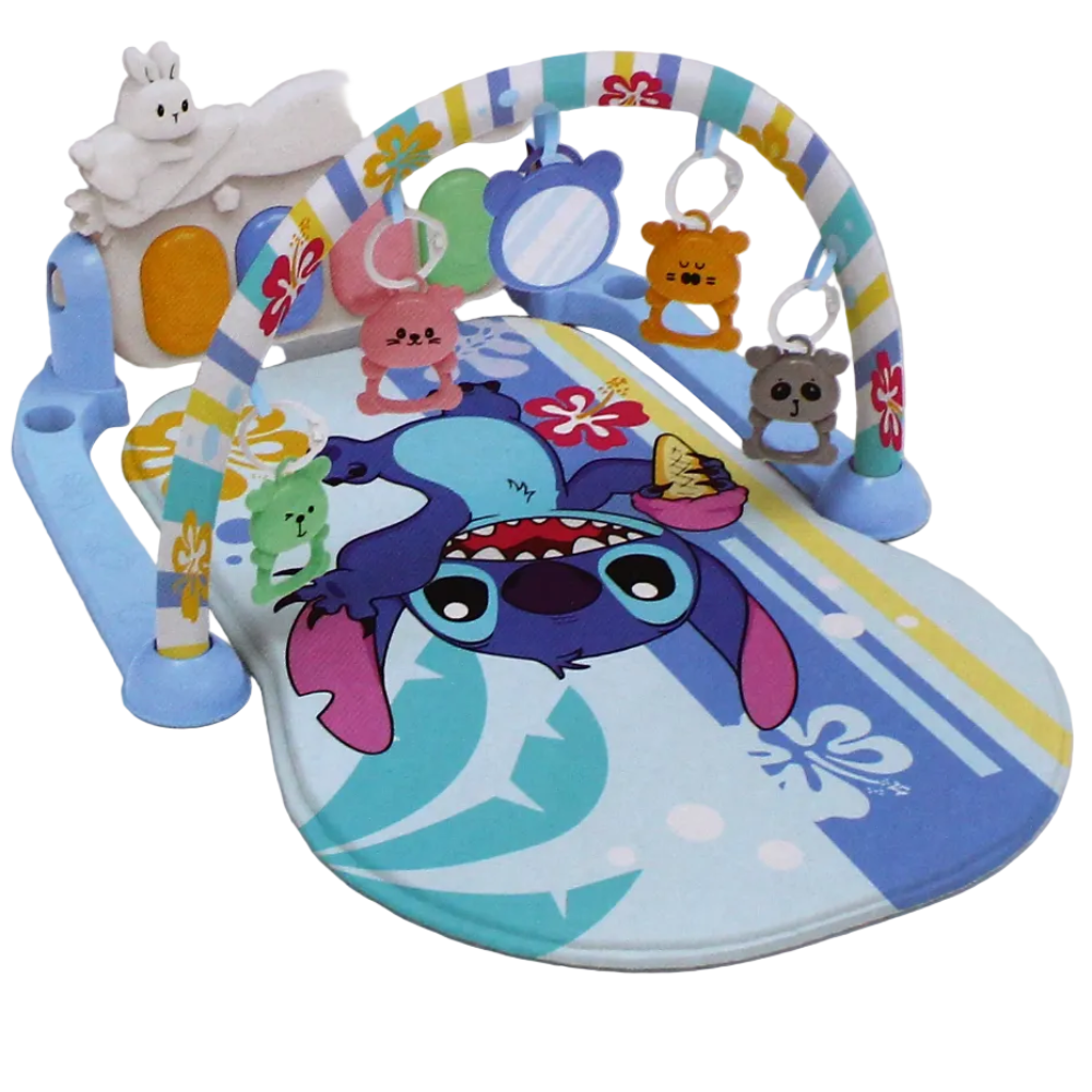 BeBeelin Baby Pedal Piano Early Education Activity Gym and Play Mat – Baby Blue Stitch Print