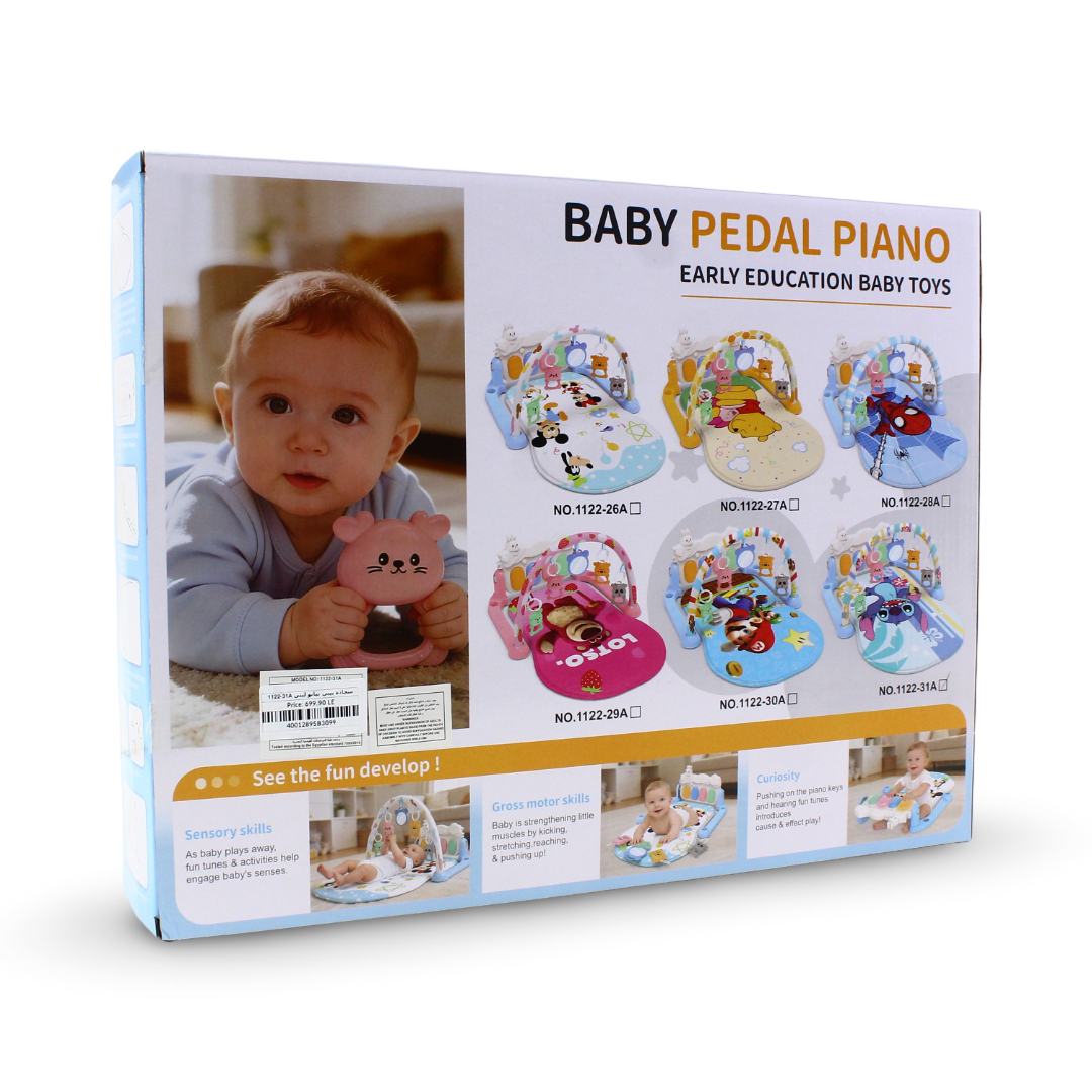 BeBeelin Baby Pedal Piano Early Education Activity Gym and Play Mat – Baby Blue Stitch Print