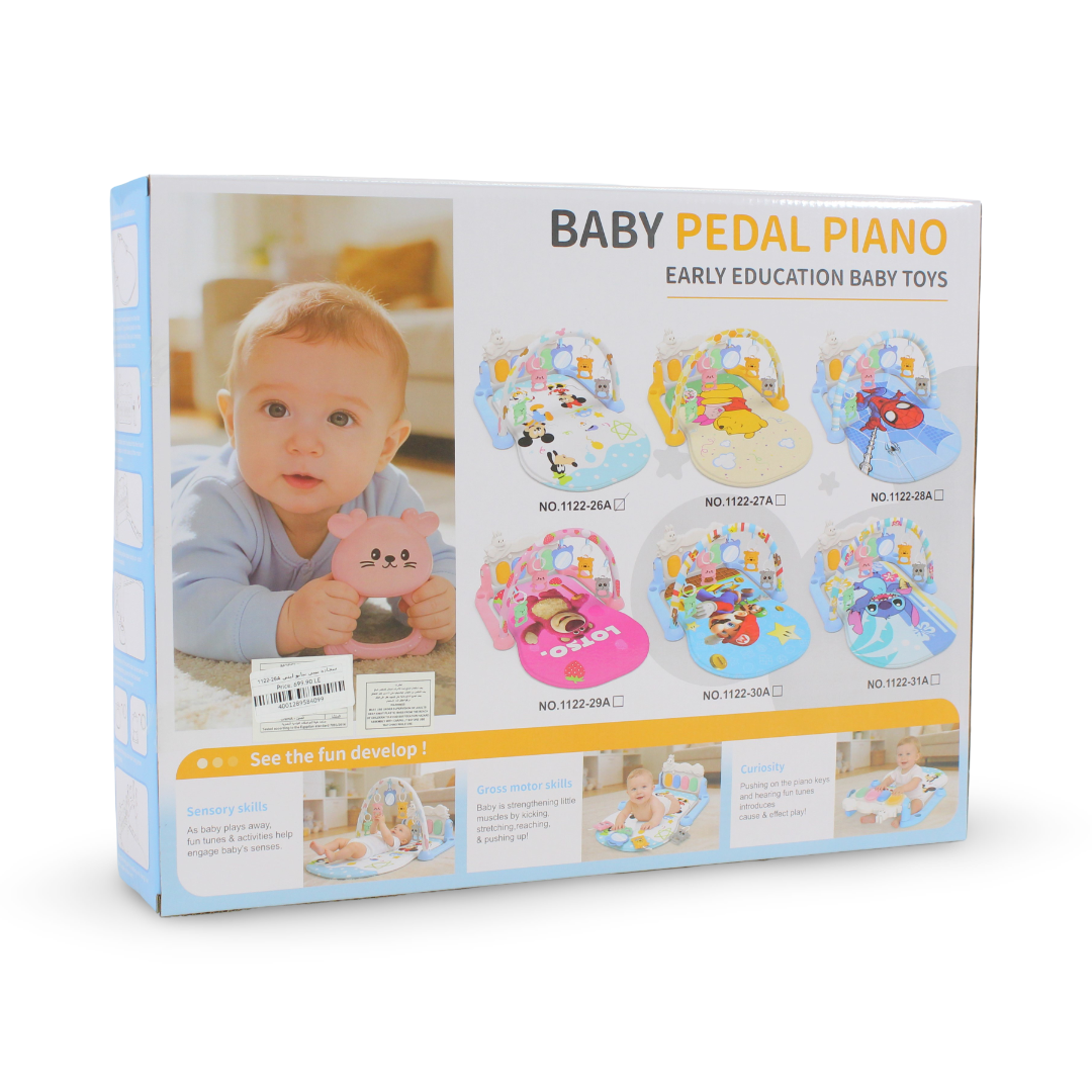 BeBeelin Baby Pedal Piano – Baby Blue with Mickey Mouse Family Print