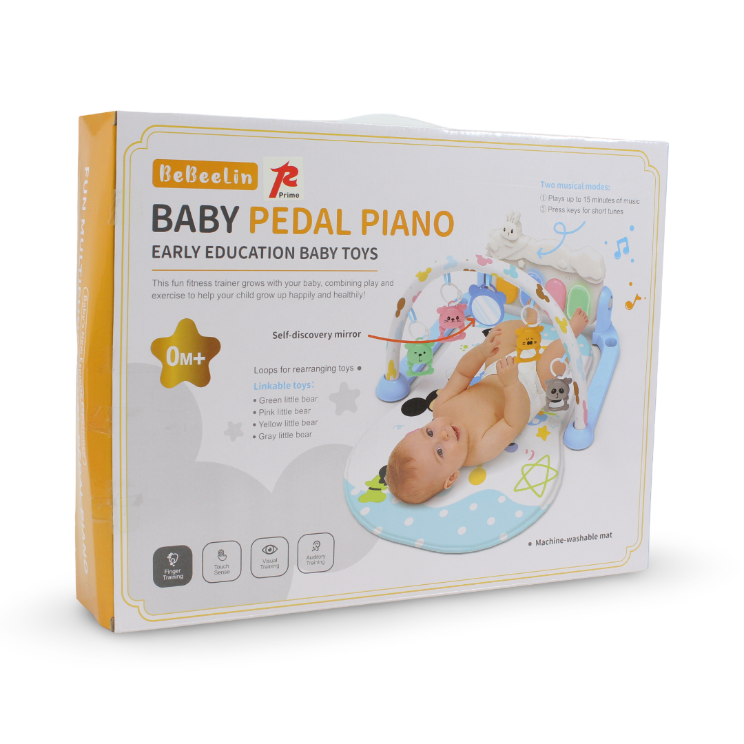 BeBeelin Baby Pedal Piano – Baby Blue with Mickey Mouse Family Print