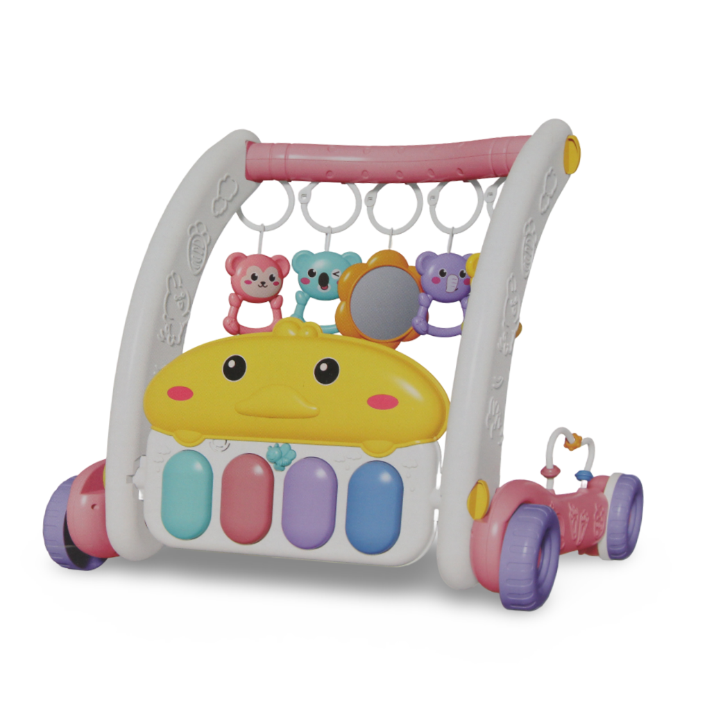 2-in-1 Piano Rack and Baby Walker – Pink