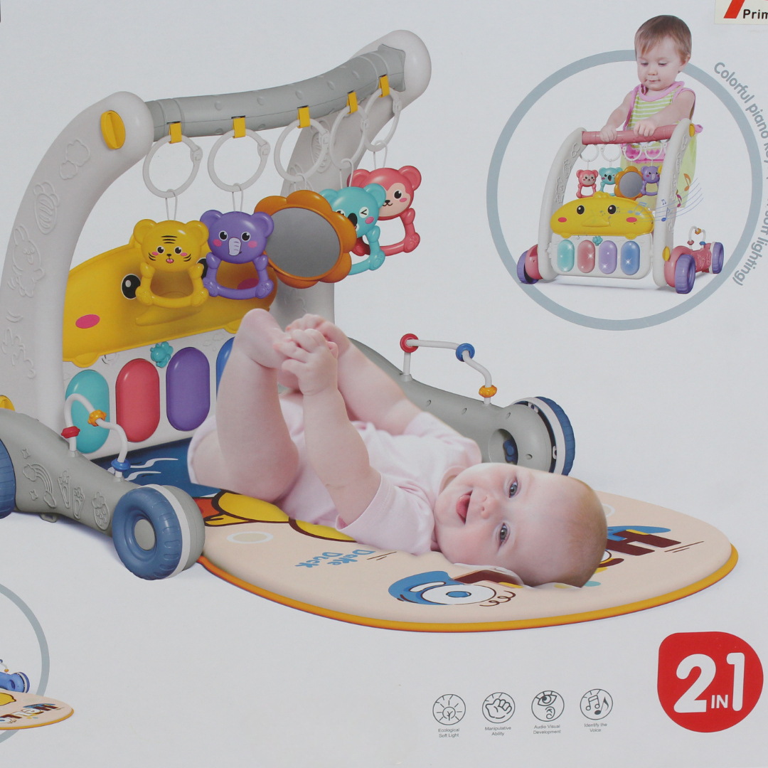 Bibi-inn 2-in-1 Piano Rack Walker and Musical Play Mat – Grey
