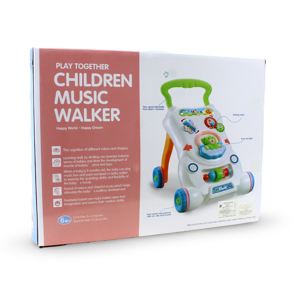 2-in-1 Sit to Stand Baby Walker with (Music and Light)
