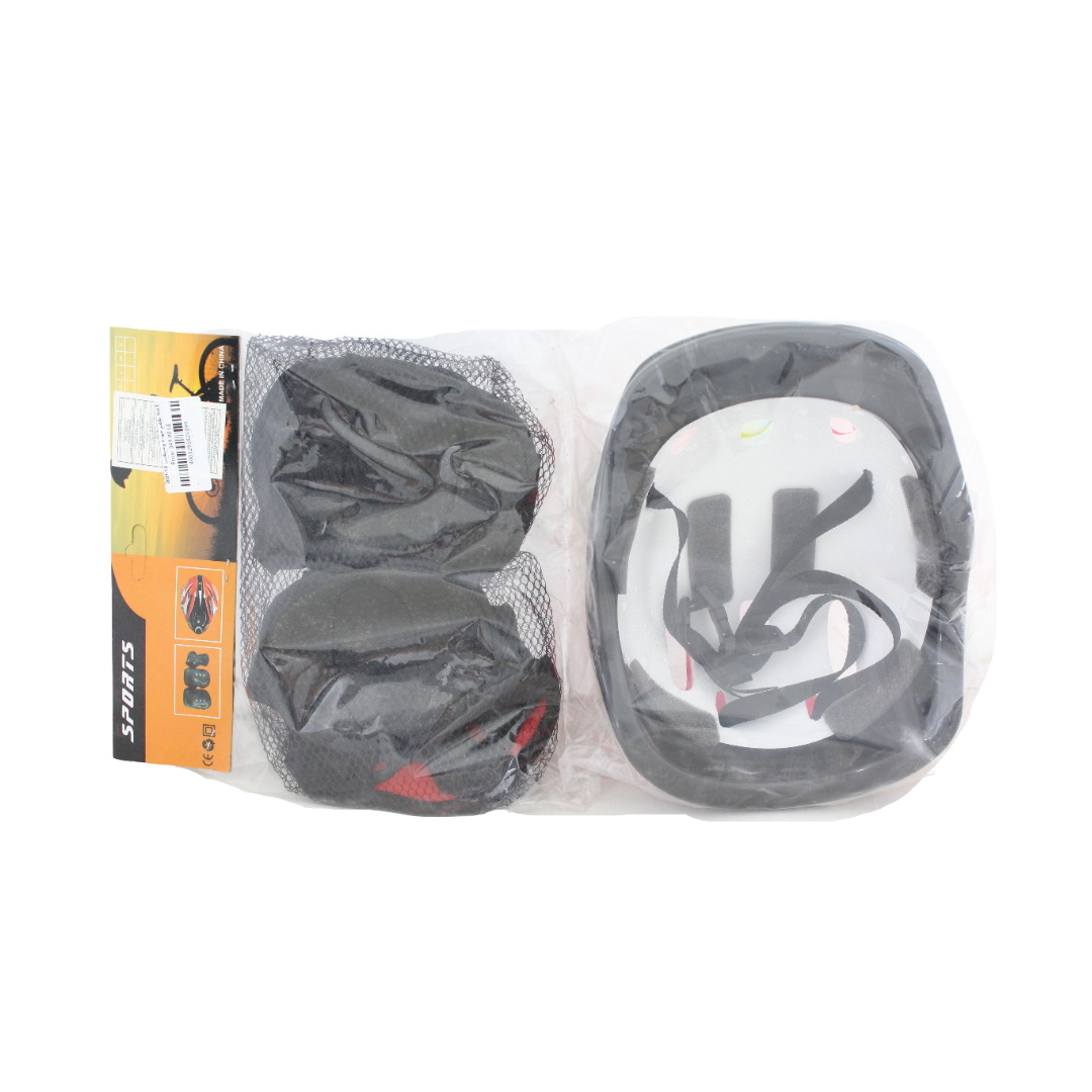 Kids Bike Helmet Safety Set – Red with Fire Print