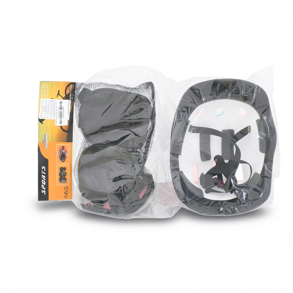 Kids Bike Helmet Safety Set – Pink with Fire Print