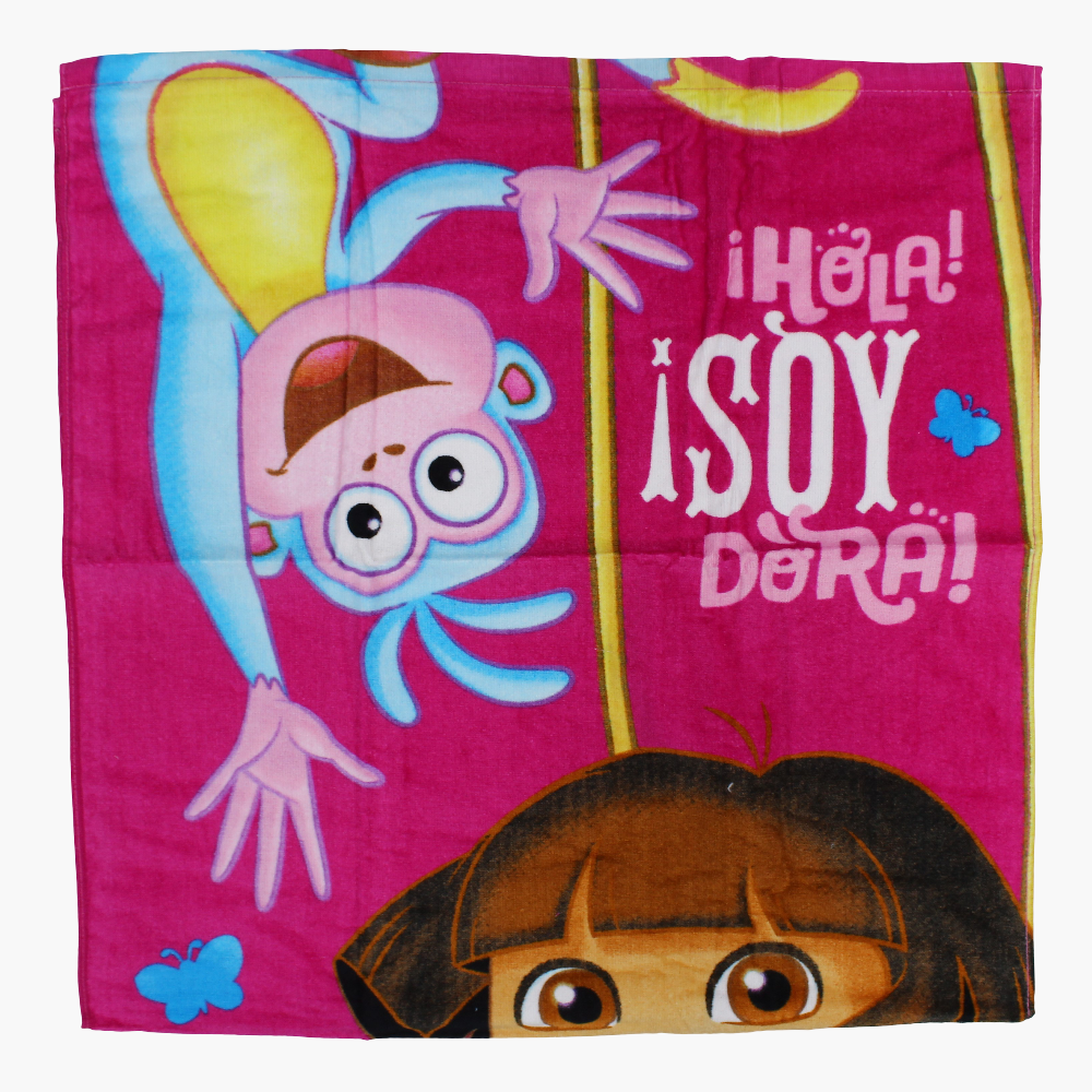 Girls Beach Towel – Fuchsia with Dora Print (60x120 cm)