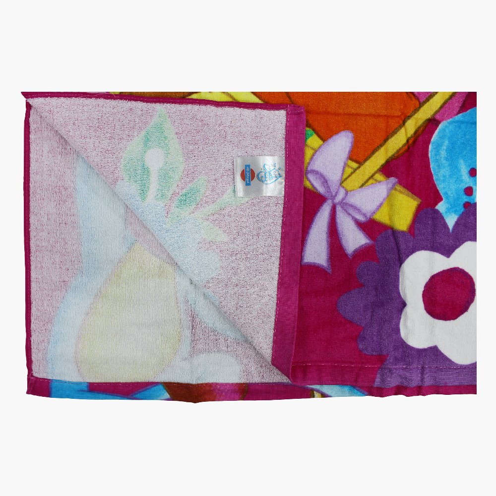 Girls Beach Towel – Fuchsia with Dora Print (60x120 cm)